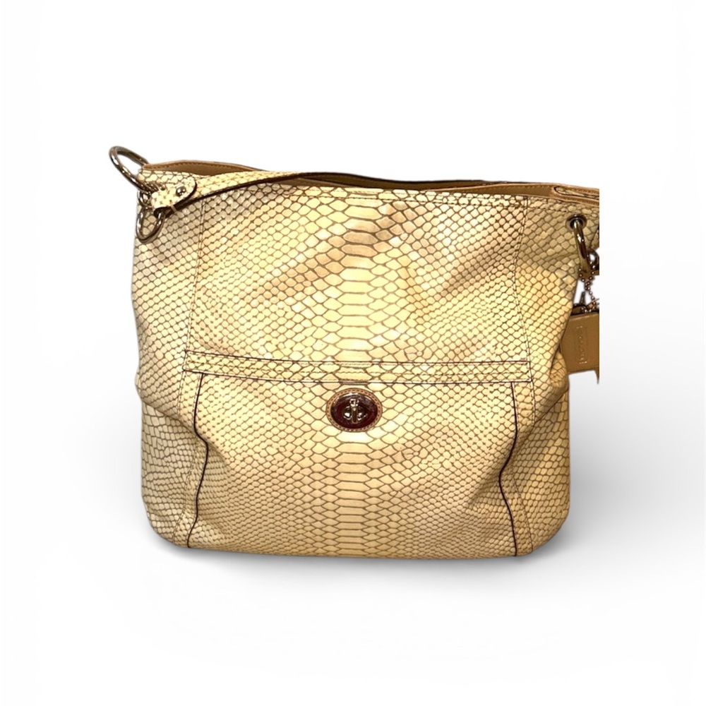 Coach Park Hobo Turnlock Snakeskin Shoulder Bag